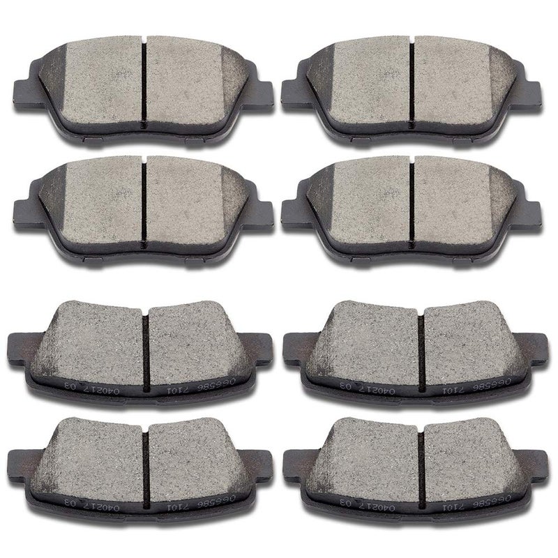 ROADFAR Premium Ceramic Brake Pads Sets 8pcs fit for 2011-2015 for Hyundai Sonata, 2011-2016 for Kia Optima - Image 1